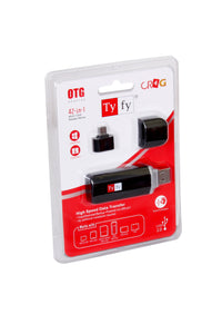Tyfy CR4G (USB 2.0) (4 IN1 CARD READER) With OTG Easily Connected With Phone, Tablets Etc...