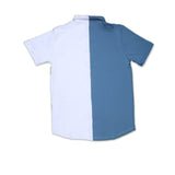Cowboy Fashions Men's Navy Blue + White  Half-Sleeve Premium Quality Lycra Shirt