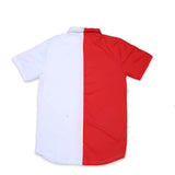 Cowboy Fashions Men's Red White Half-Sleeve Premium Quality Lycra Shirt